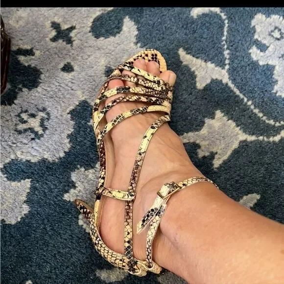 Hal Rubenstein all leather snake print strappy heels (9) - Picture 11 of 12